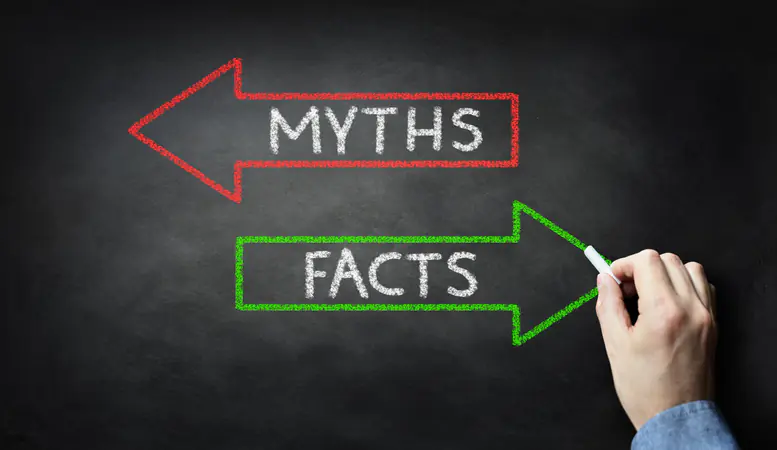 Businessman drawing Myths or Facts on blackboard