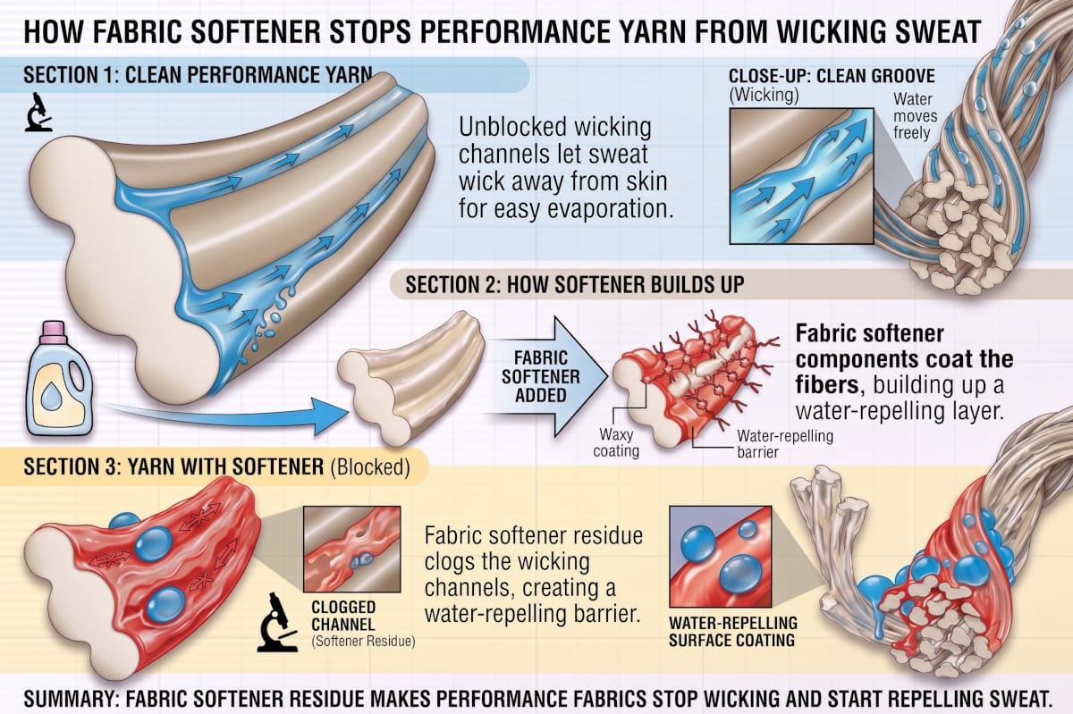 The Laundry Trap: Why Fabric Softener Destroys High-Performance Yarns and Orthotic Knits How Fabric Softener Stops Performance Yarn From Wicking Sweat